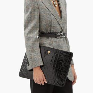 ALEXANDER McQUEEN Skull Embossed Zip Pouch